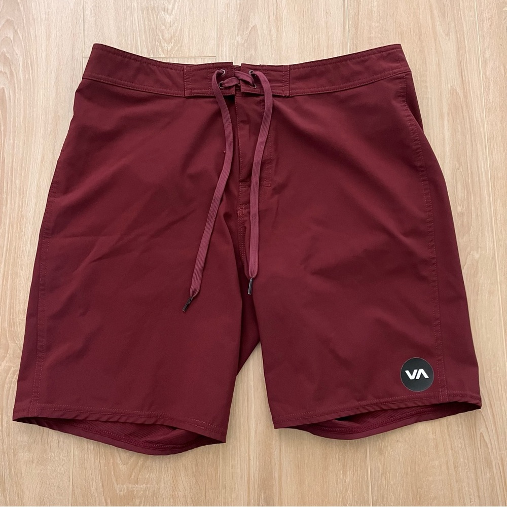 RVCA Men's Dark Red Swim Board Shorts